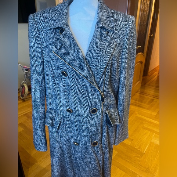 Escada trench maxi long double breasted wool tweed coat Sz 40 USA 12-14 - Picture 9 of 15